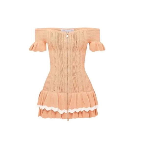 NWT Alice McCall I Am Yours Apricot Ruffle Off The Shoulder Mini Dress Size 6 - Picture 6 of 13